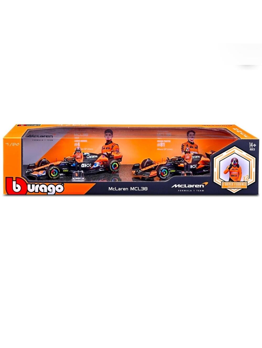 2-pack McLaren MCL38 Formula One F1 1:24 Diecast F1 Racing Car NIB🎁